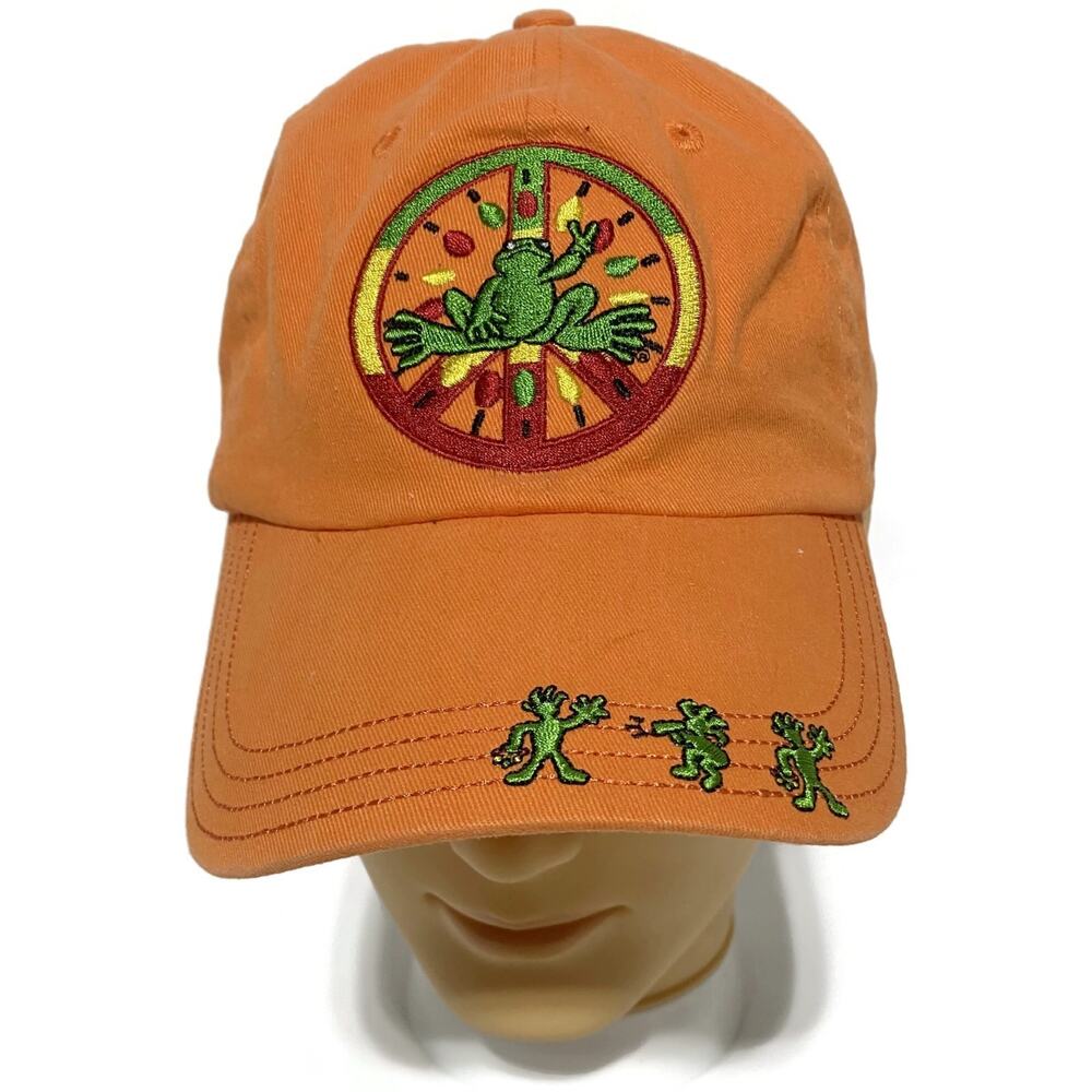Peace Frogs Ball Cap Hat Orange Green and Red Adjustable
